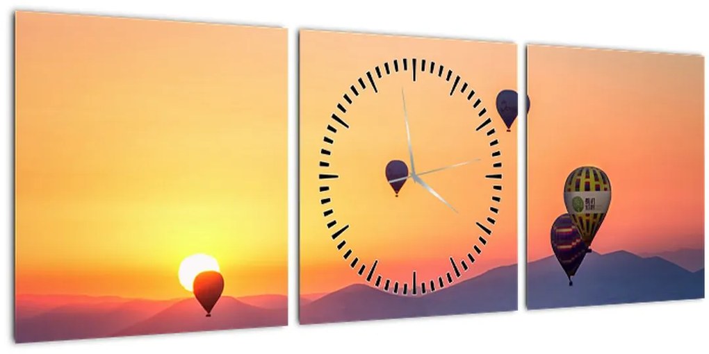Tablou cu baloane de aer cald (cu ceas) (90x30 cm)