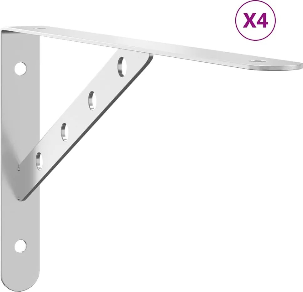 vidaXL Suporturi rafturi, 4 buc., 30x2,5x15,5 cm argintiu oțel inox.