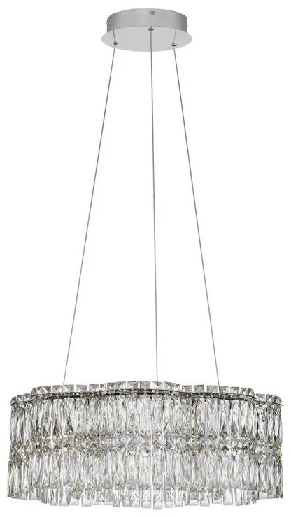 Lustra suspendata LED crom, cristale sticla NUVIA 60cm