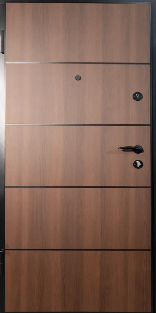 Usa metalica de intrare in apartament cu izolatie fonica   termica - Culoare Ciment Gri Inchis   Alb  Nuc ST, Gri Ciment / Alb