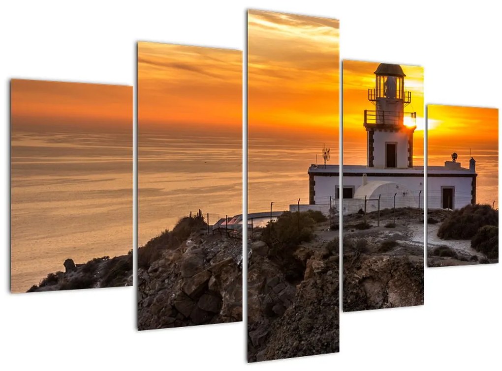 Tablou cu far în apus de soare (150x105 cm)