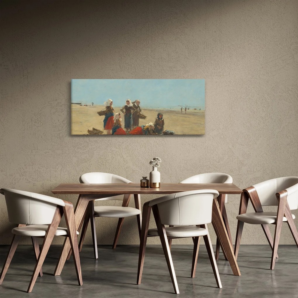 Tablou - Eugène Boudin, Women on the Beach at Berck, reproducere (120x50 cm)