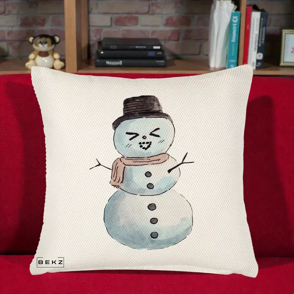 Perna Decorativa Om de Zapada Kawaii Haios, 40x40 cm, Crem Reliefat, Husa Detasabila, Perna Inclusa, BEKZ®