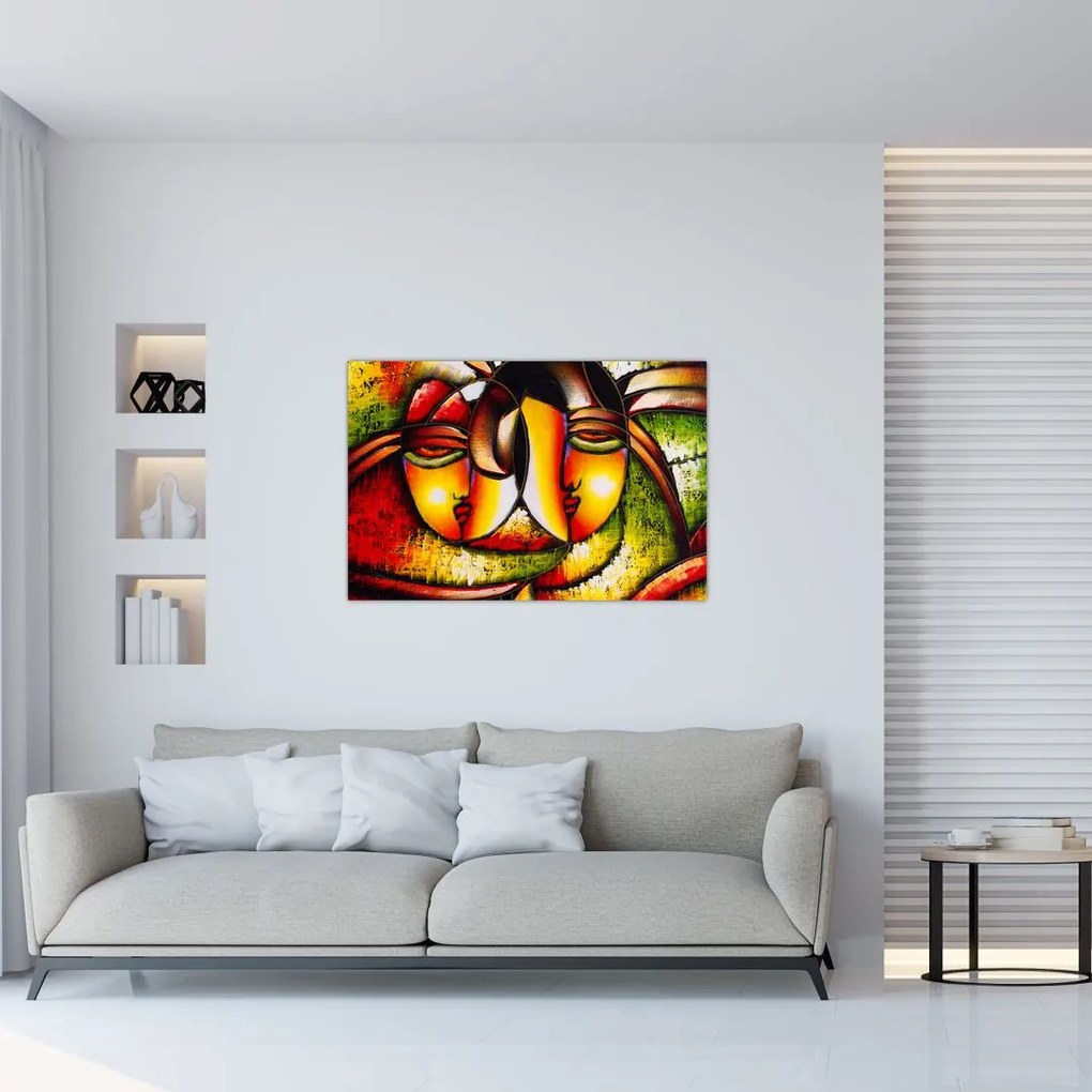 Tablou - Pictură în ulei, chipuri abstracte (90x60 cm)