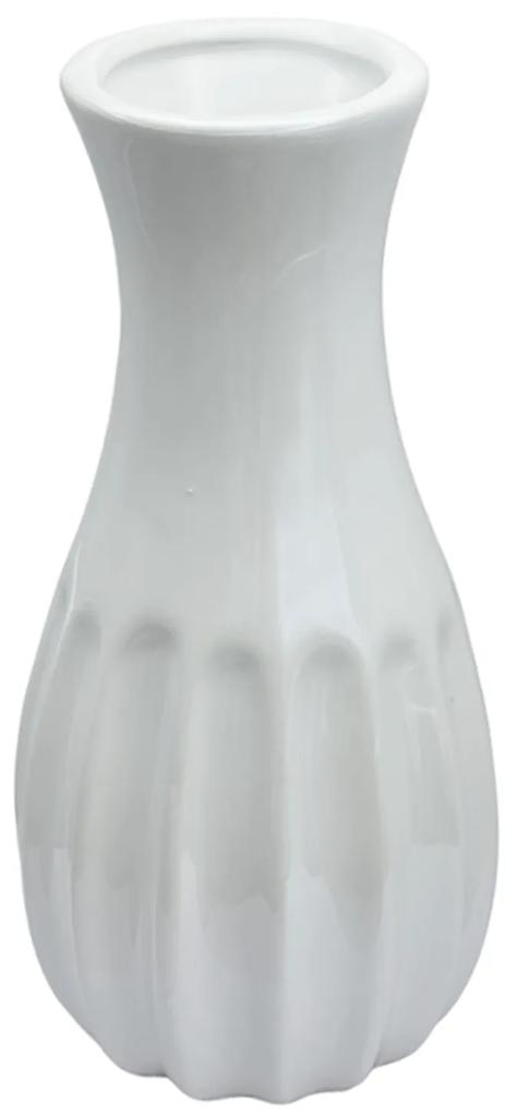 Vaza ceramica Terry, Alb, 18cm