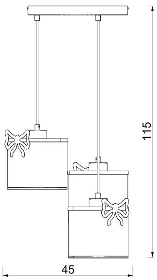 Lustră pe cablu pentru copii SWEET 3xE27/15W/230V alb/roz/fluture