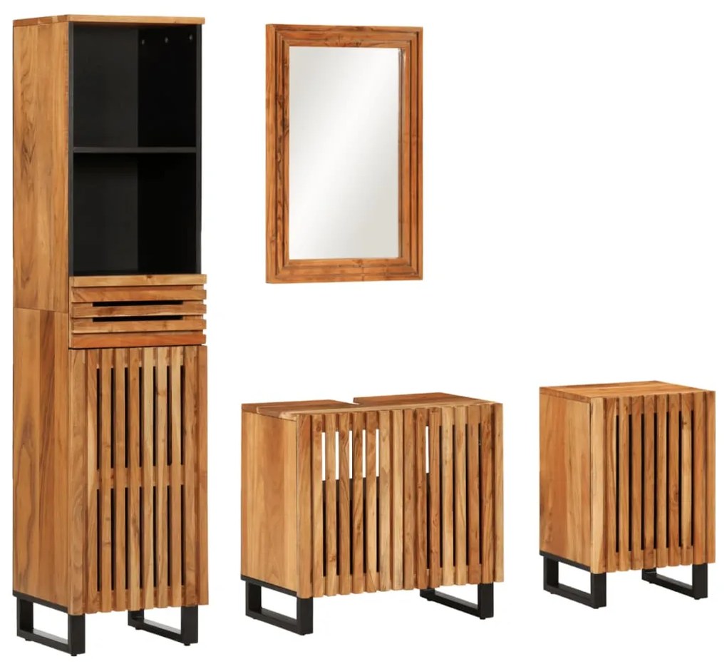 3217094 vidaXL Set mobilier de baie, 4 piese, lemn masiv de acacia