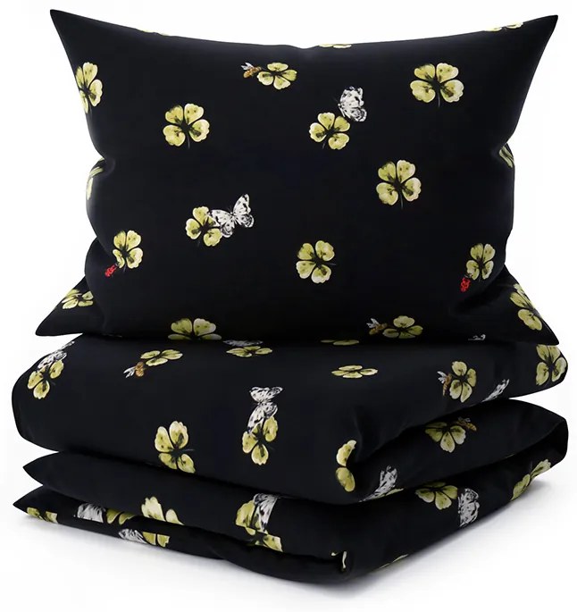 Lenjerie de pat din microfibra FOUR LEAF CLOVER negru Dimensiune lenjerie de pat: 70 x 90 cm | 140 x 200 cm