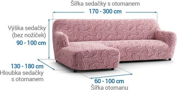 Gaico Huse bielastice BRILLANTE bordo canapea cu otoman stânga (l. 170 - 300 cm)