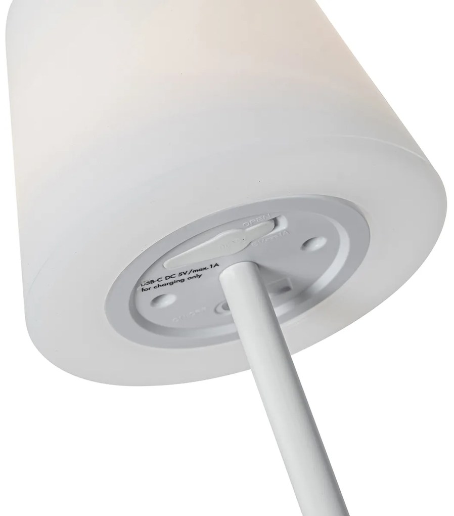 Lampă de masă albă reîncărcabilă cu LED și dimmer IP54 - Jude