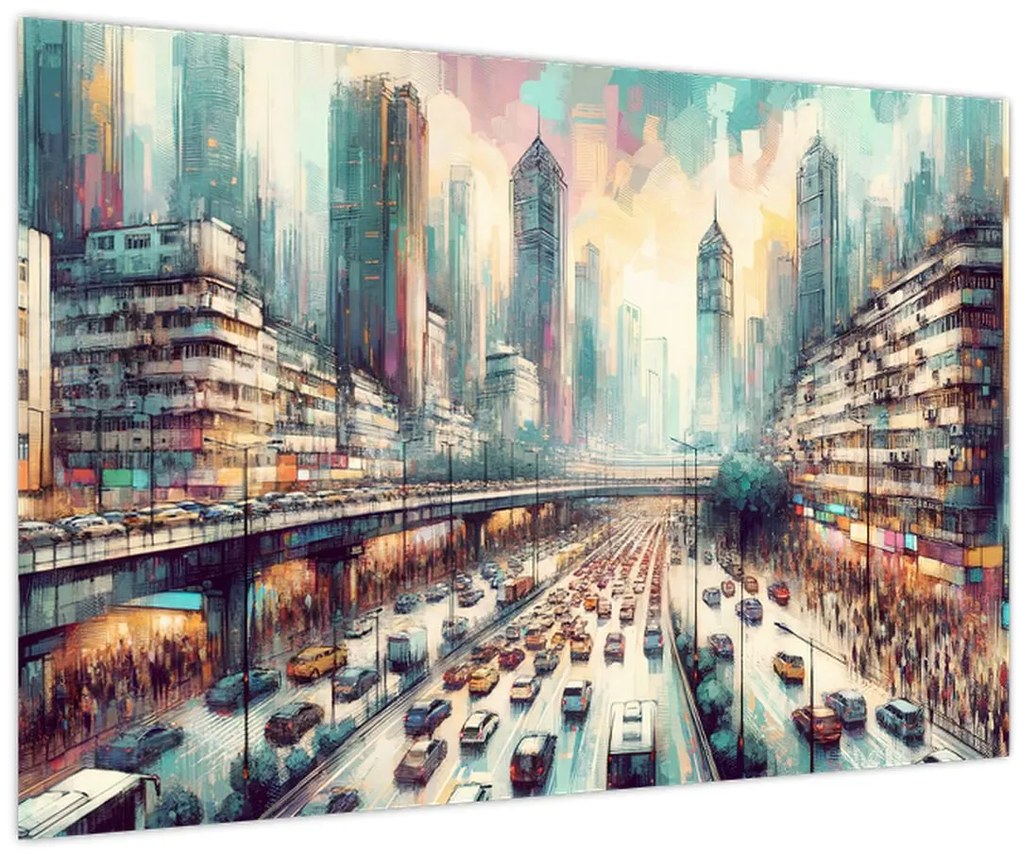 Tablou - Viața din marele oraș (90x60 cm)