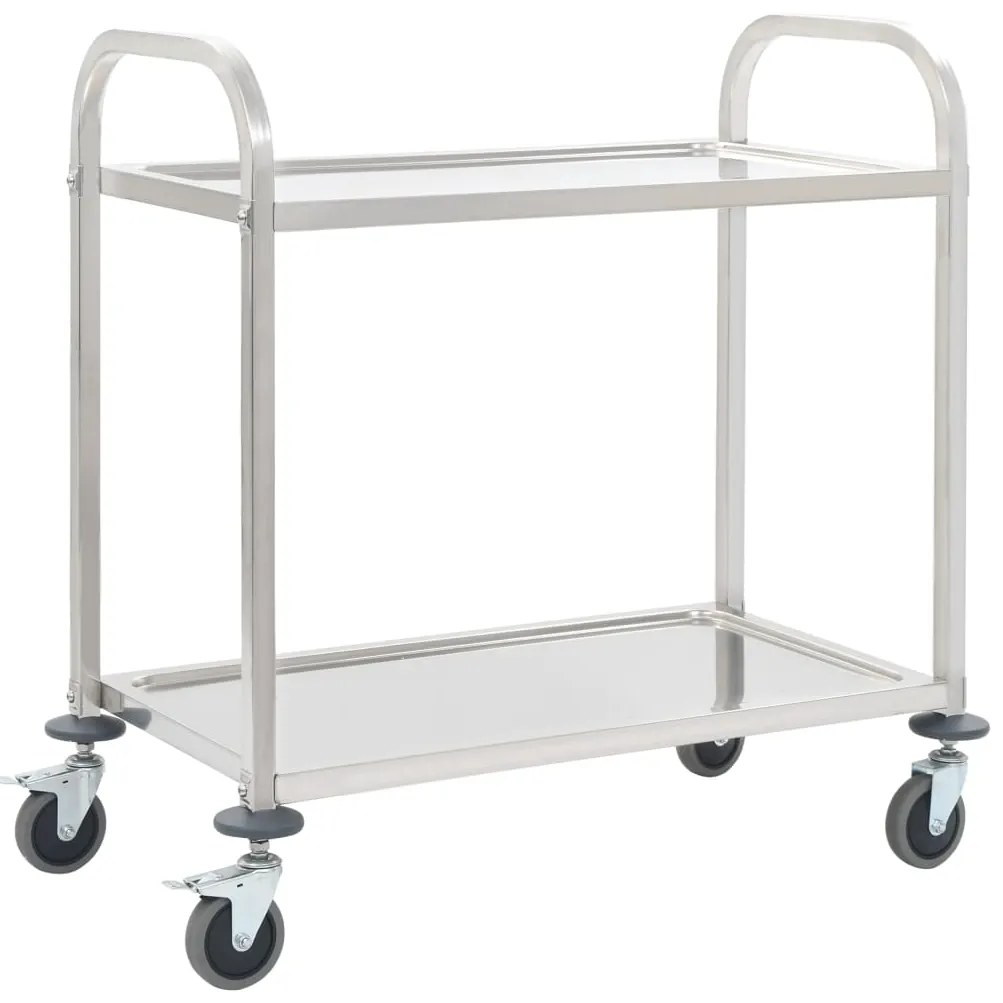 Carucior de bucatarie 2 niveluri 96,5x55x90 cm otel inoxidabil