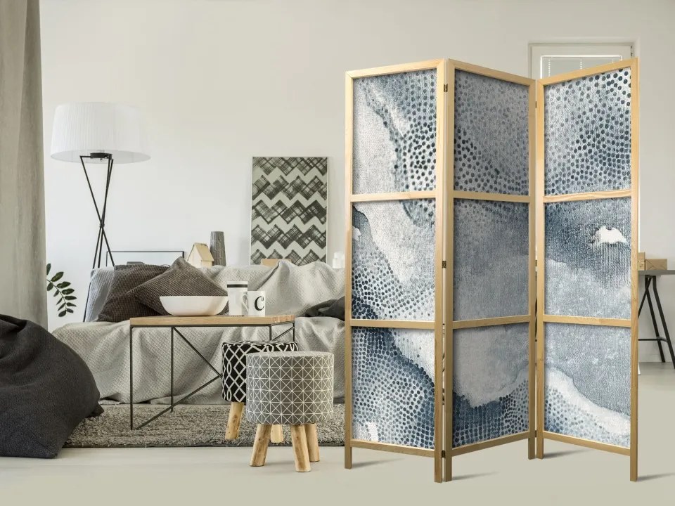 Paravan japonez - Nautical lines - subtle dot patterns in shades of blue