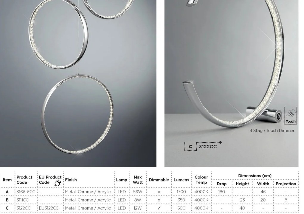 Lustra LED casa scarii design ultra-modern Rings 3166-6CC SRT
