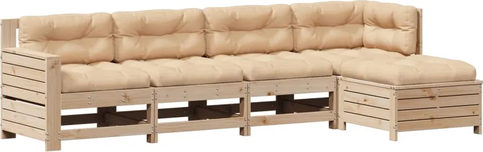 vidaXL Set mobilier de grădină cu perne, 5 piese, lemn masiv de pin