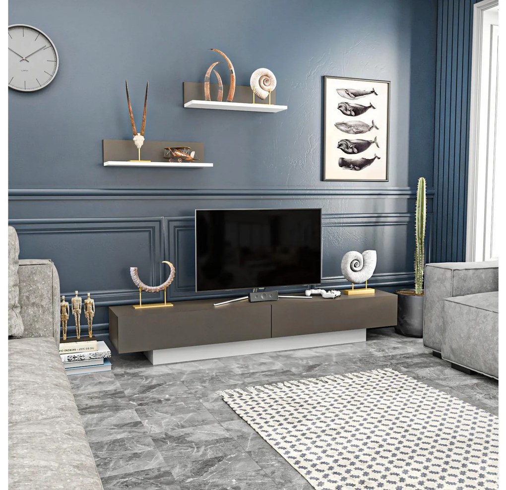 Mobilier living Lusalona (alb + maro). 1107305