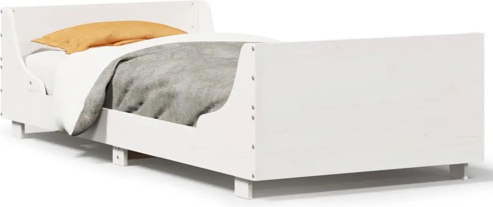vidaXL Cadru de pat fără saltea, alb, 75x190 cm, lemn masiv de pin