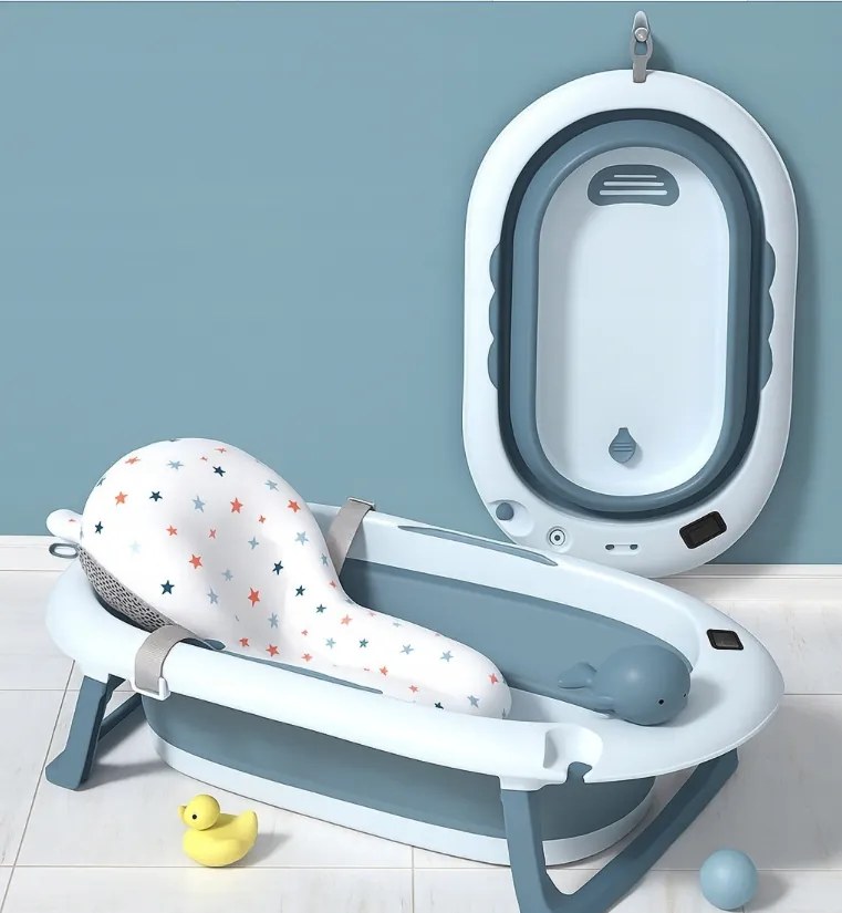 Cada de baie pliabilă pentru copii VAIANA PREMIUM cu pernă - mai multe culori Gri