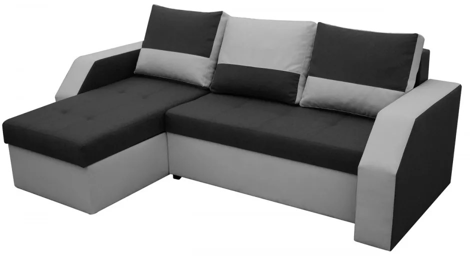 Coltar extensibil Madrid, 226x145x79 cm, 2 lazi depozitare, Reversibil, Gri/Negru