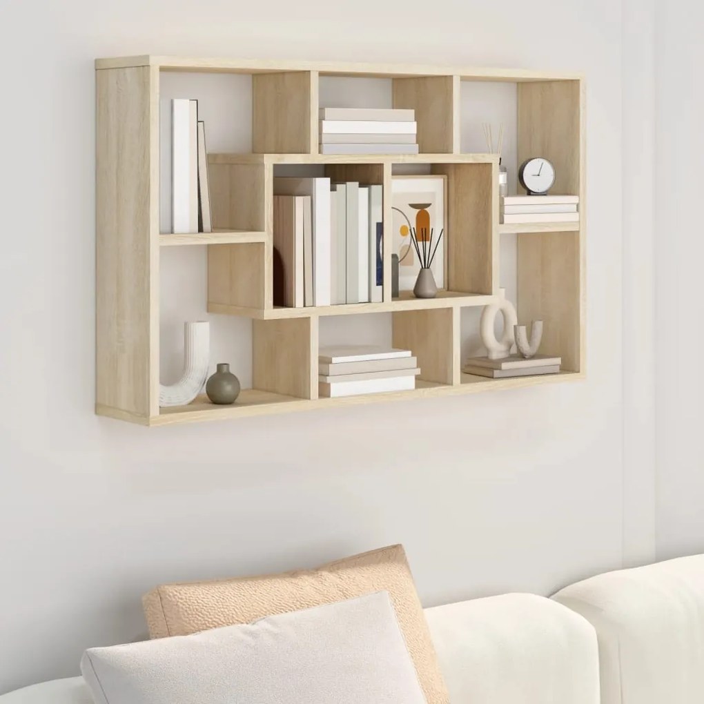 vidaXL Raft de perete, stejar Sonoma, 85x16x52,5 cm, lemn prelucrat