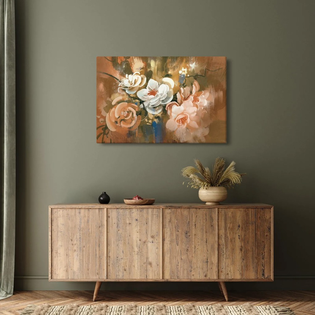 Tablou -Buchet de flori pictat (90x60 cm)