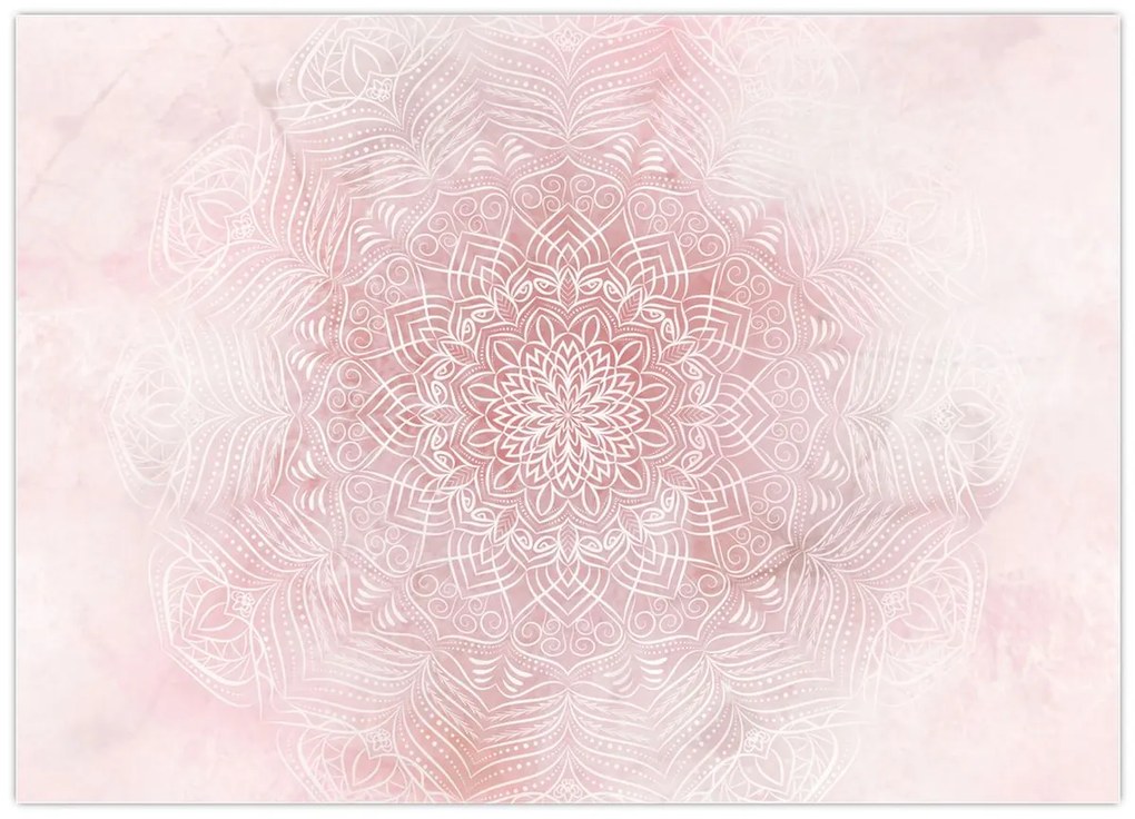 Tablou pe sticlă - Mandala roz (70x50 cm)