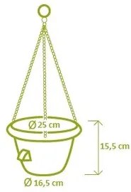 Plastia Ghiveci de flori suspendat, cu auto-udare de 25 cm, teracota, diam. 25 cm