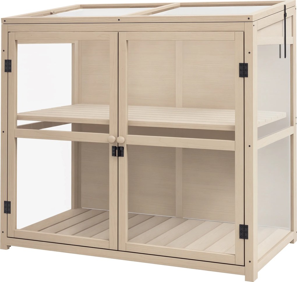 Outsunny Răsadniță pat de cultivare, rezistent la intemperii, 2 niveluri, lemn de brad, 103 x 61 x 103 cm, natural | Aosom Romania