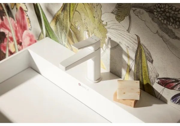 KFA Armatura 4522-815-44 - Baterie pentru lavoar MALAGA 15,9 cm, albă, cu ventil de scurgere click-clack