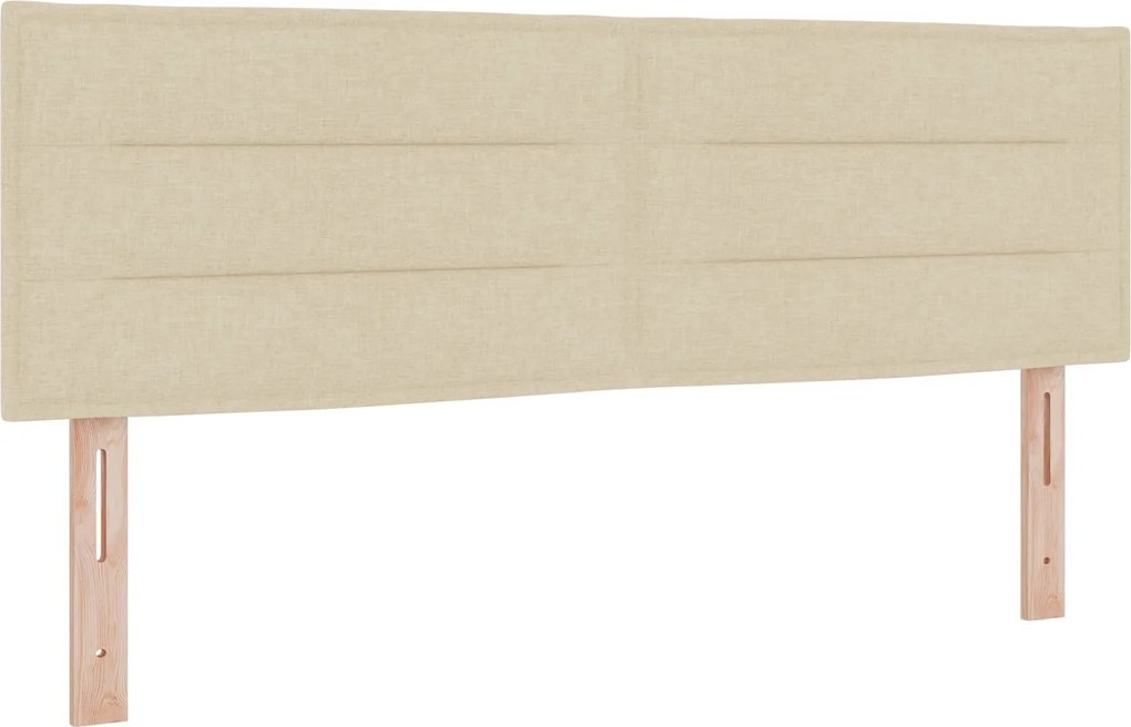 vidaXL Tăblie LED cu benzi LED cu headboard Crem 160 cm țesătură