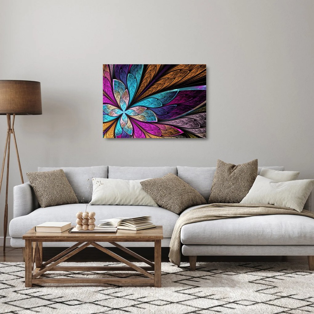 Tablou pe sticlă - Floare, abstracție (70x50 cm)