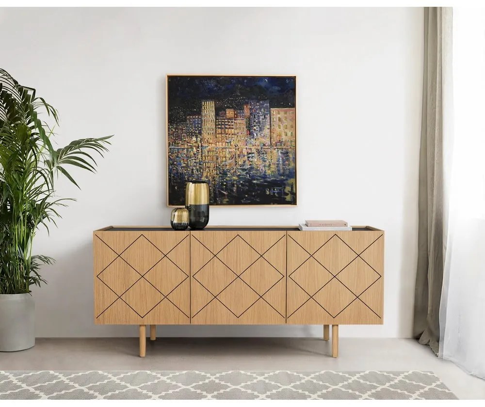 Comodă cu aspect de lemn de stejar Woodman Porto Ramalade