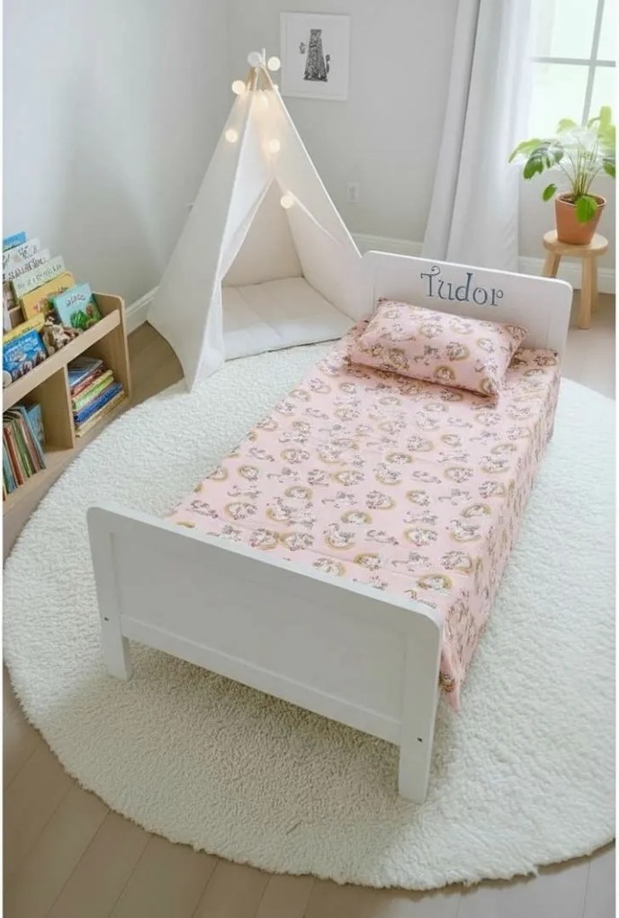 Lenjerie 3 piese cu Unicorni pat copii 2-6 ani pentru saltele 130x60 - ASC6427968007973