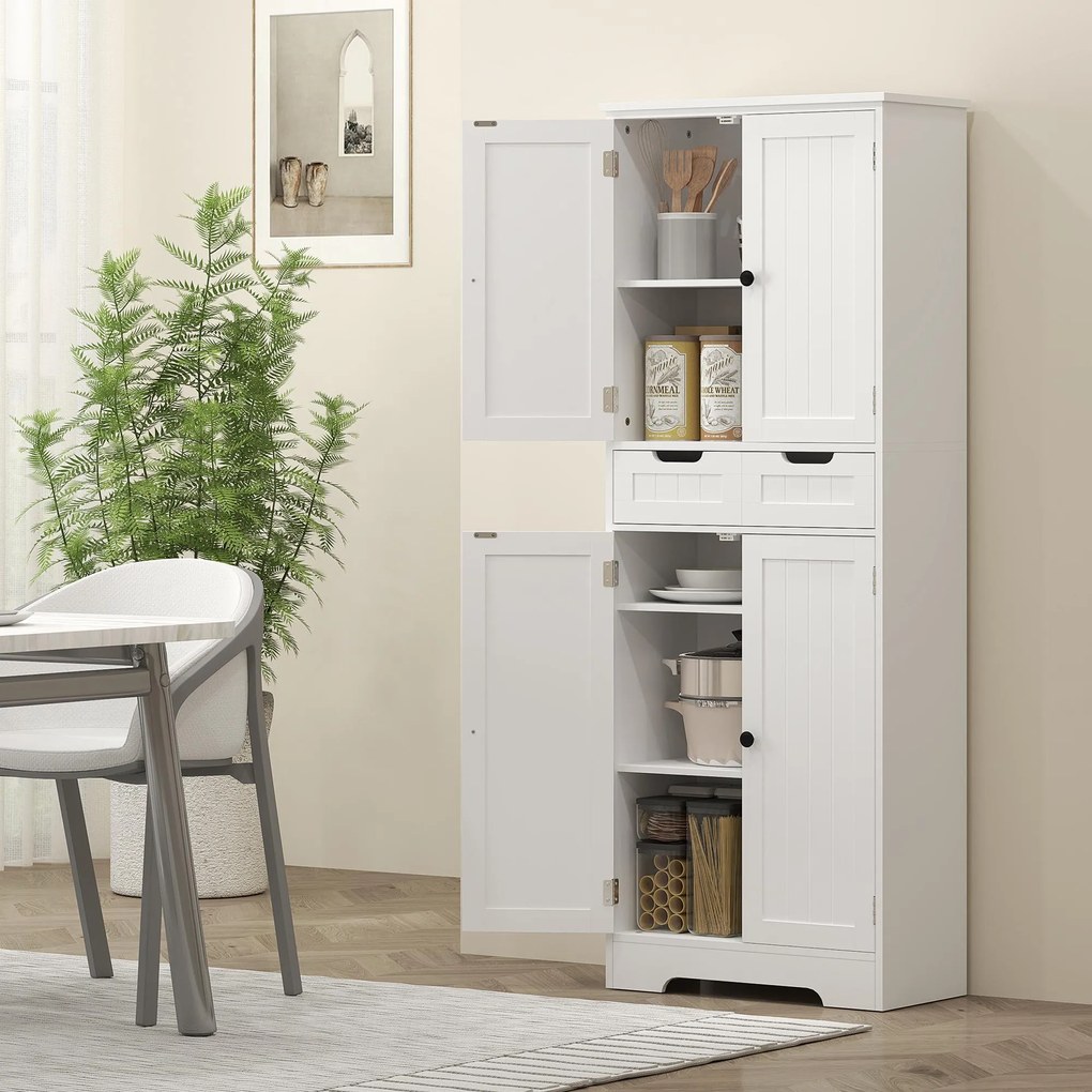 HOMCOM Mobilier de baie cu sertar, dulap cu uși, raft reglabil, 60 x 30 x 160 cm, alb | Aosom Romania