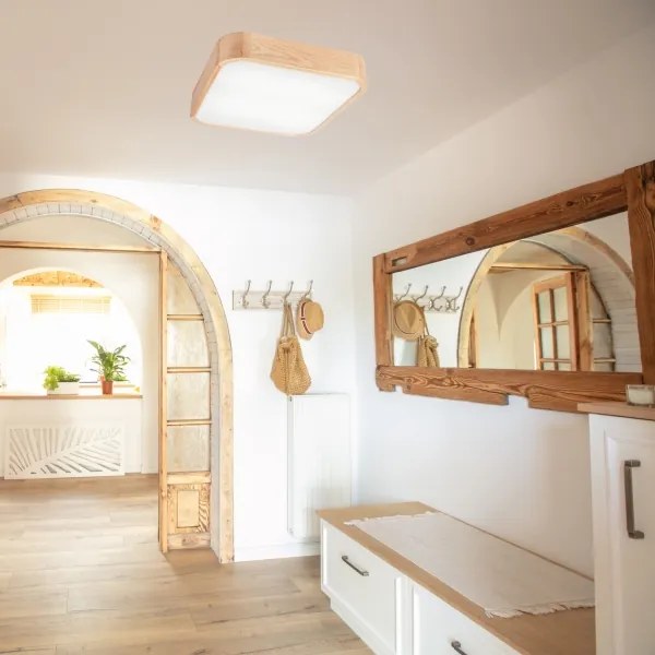 Plafonieră OAK SQUARE 4xE27/15W/230V 45x45 cm stejar