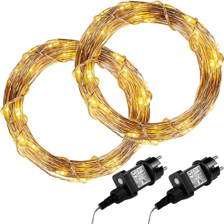 Set 2 bucăți fire de lumină - 100 LED-uri, alb cald