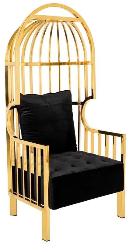 Fotoliu LORD gold - perna de catifea neagra