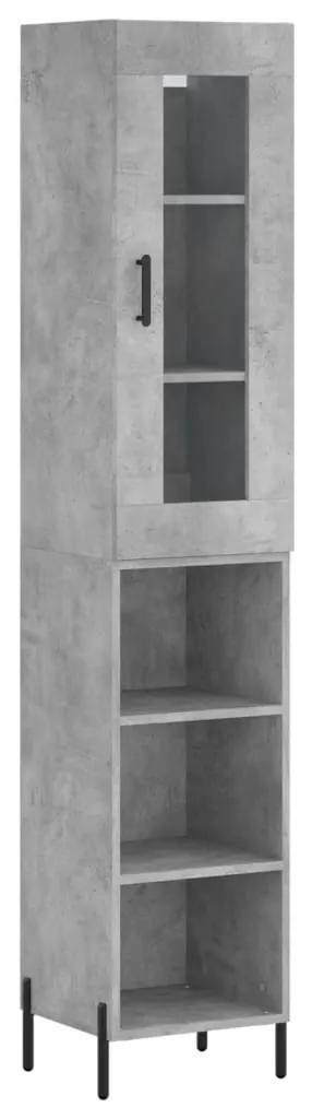 3199373 vidaXL Dulap înalt, gri beton, 34,5x34x180 cm, lemn prelucrat
