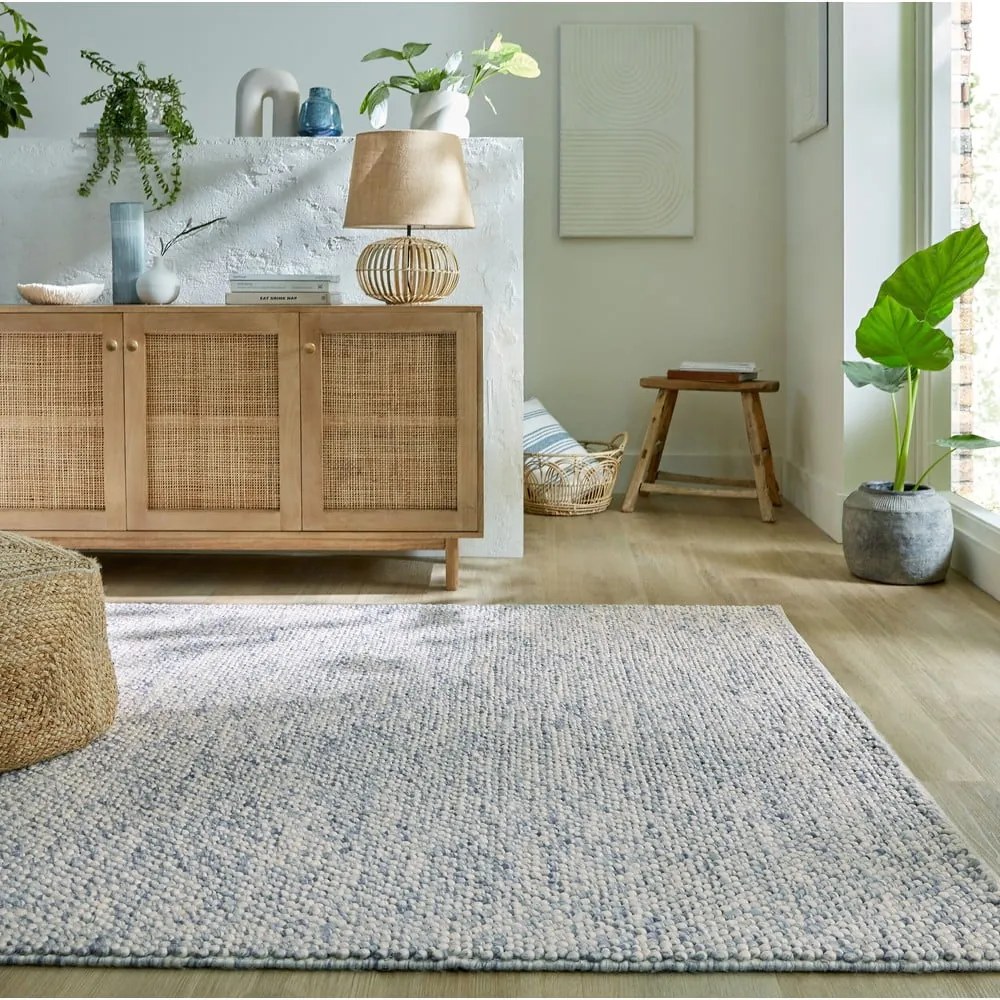 Covor albastru deschis țesut manual din amestesc de lână 160x230 cm Minerals – Flair Rugs