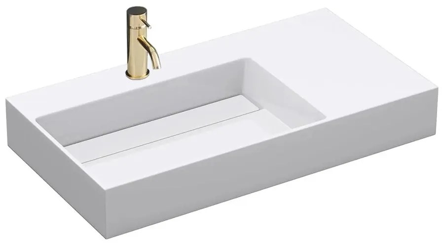Lavoar pe blat Rea Archi compozit dreptunghiular 89.5 cm alb lucios
