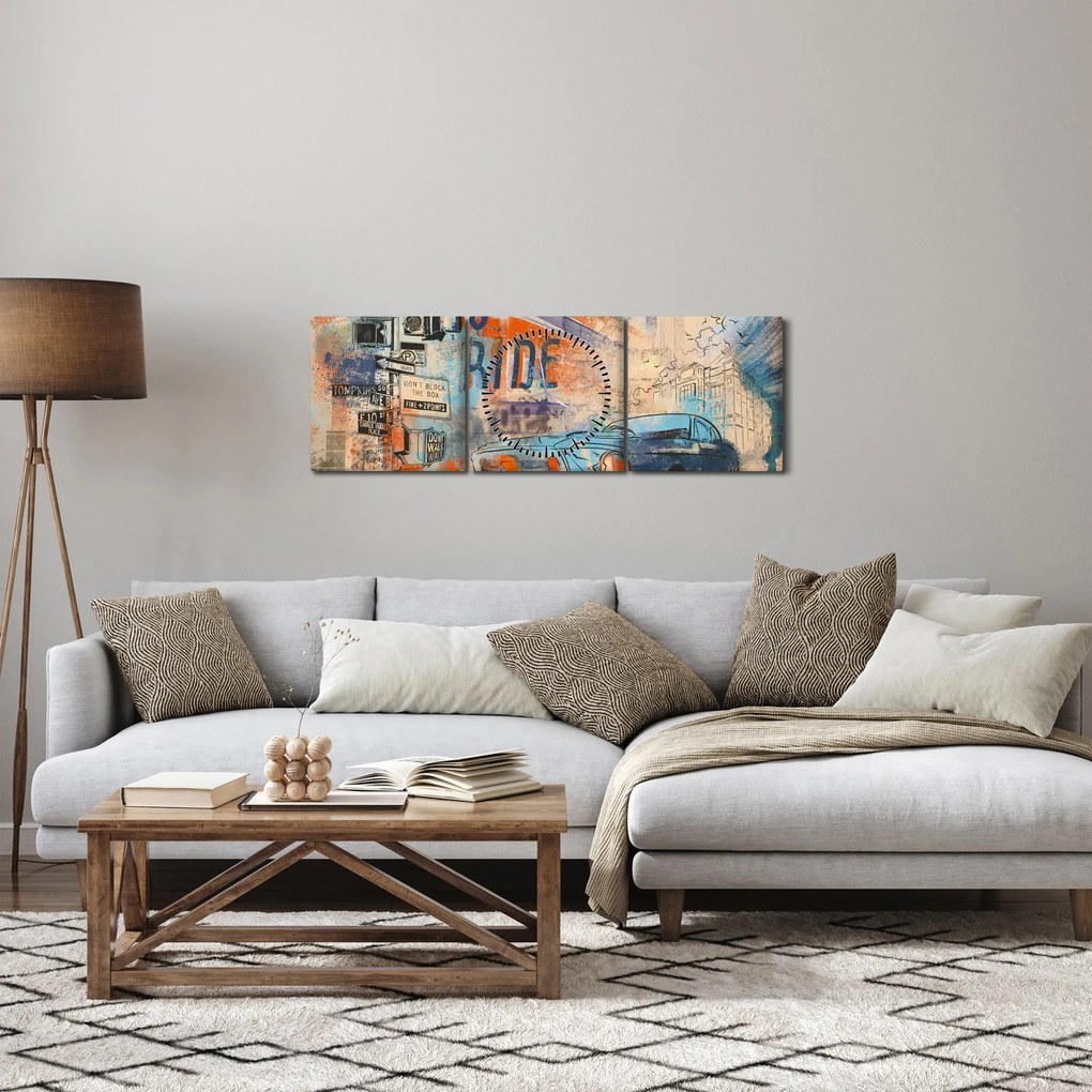 Tablou - Născut să călătorească (cu ceas) (90x30 cm)