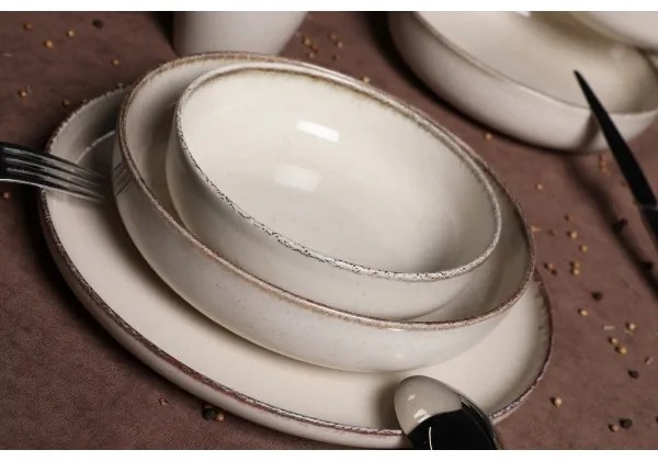 Set de masă 16 piese, bej, porțelan