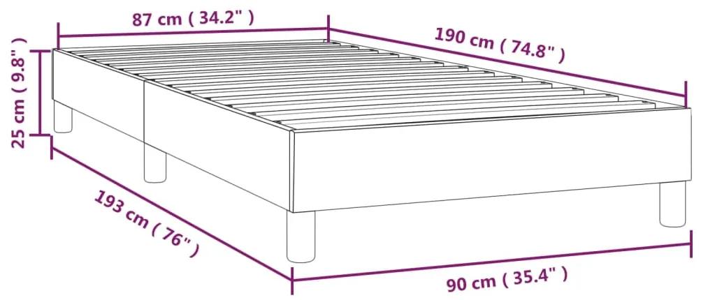 Cadru de pat box spring, gri, 90x190 cm, piele ecologica Gri, 25 cm, 90 x 190 cm
