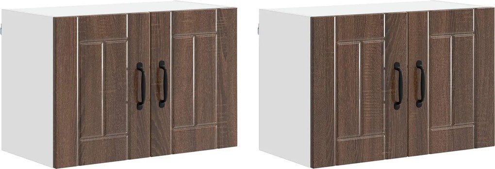 vidaXL Dulapuri de perete pentru bucătărie cu ușă 2 pcs Stejar închis