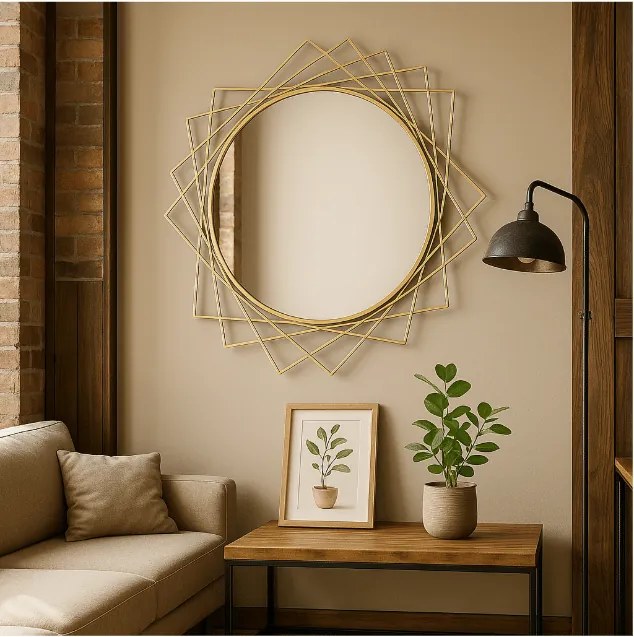 Oglinda geometrica Glam,auriu, ⌀ 85 cm