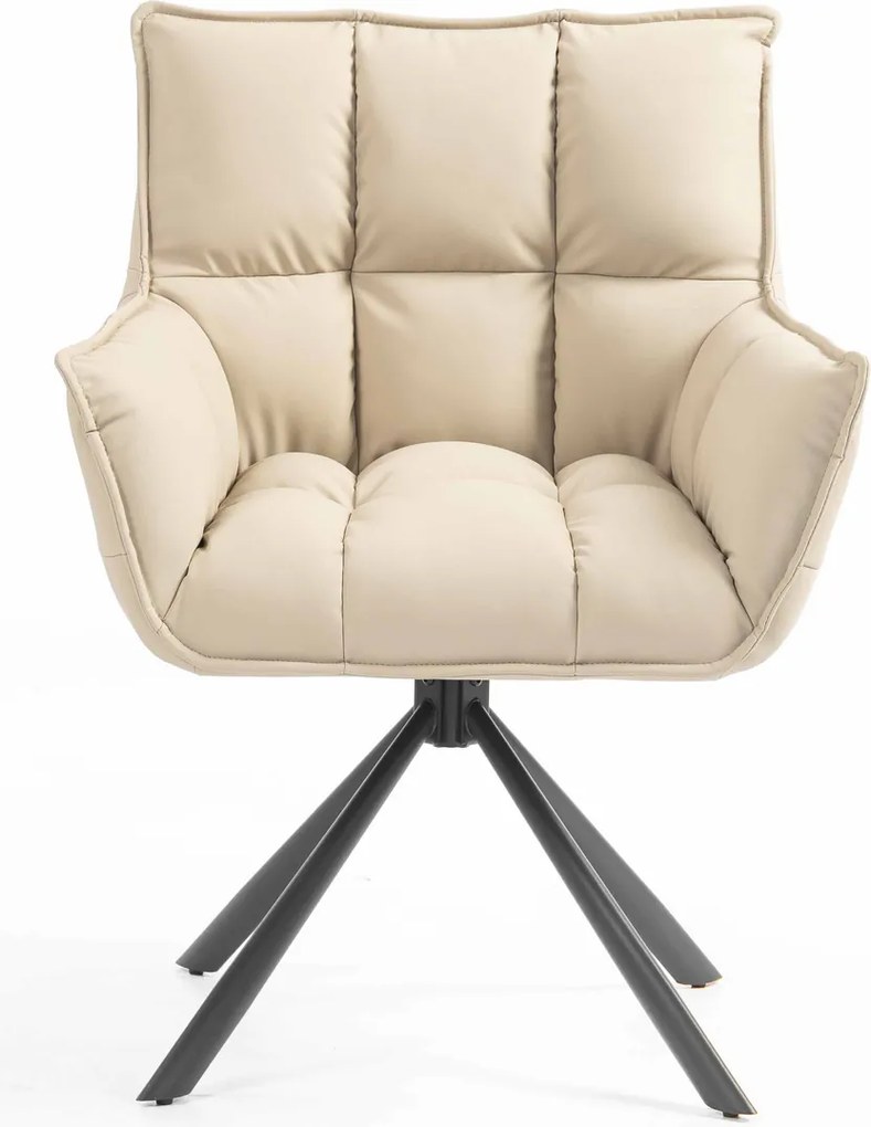 HR560 BAZĂ STEA Scaun Crem Piele Ecologica Premium Soft cu Bază Neagră