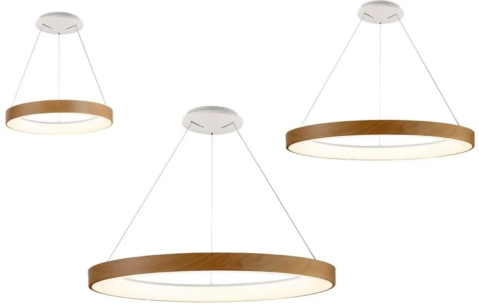 Lustra LED inteligenta design circular NISEKO II Wood 38cm