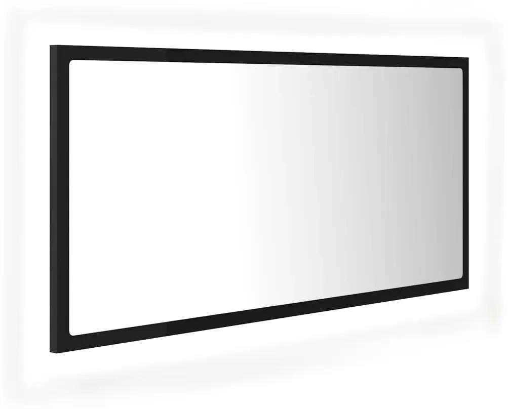 Oglinda de baie cu LED, negru, 90x8,5x37 cm, lemn prelucrat Negru