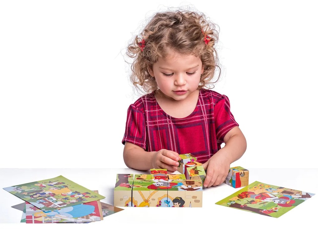 Puzzle din lemn cuburi - Basme 4 x 5
