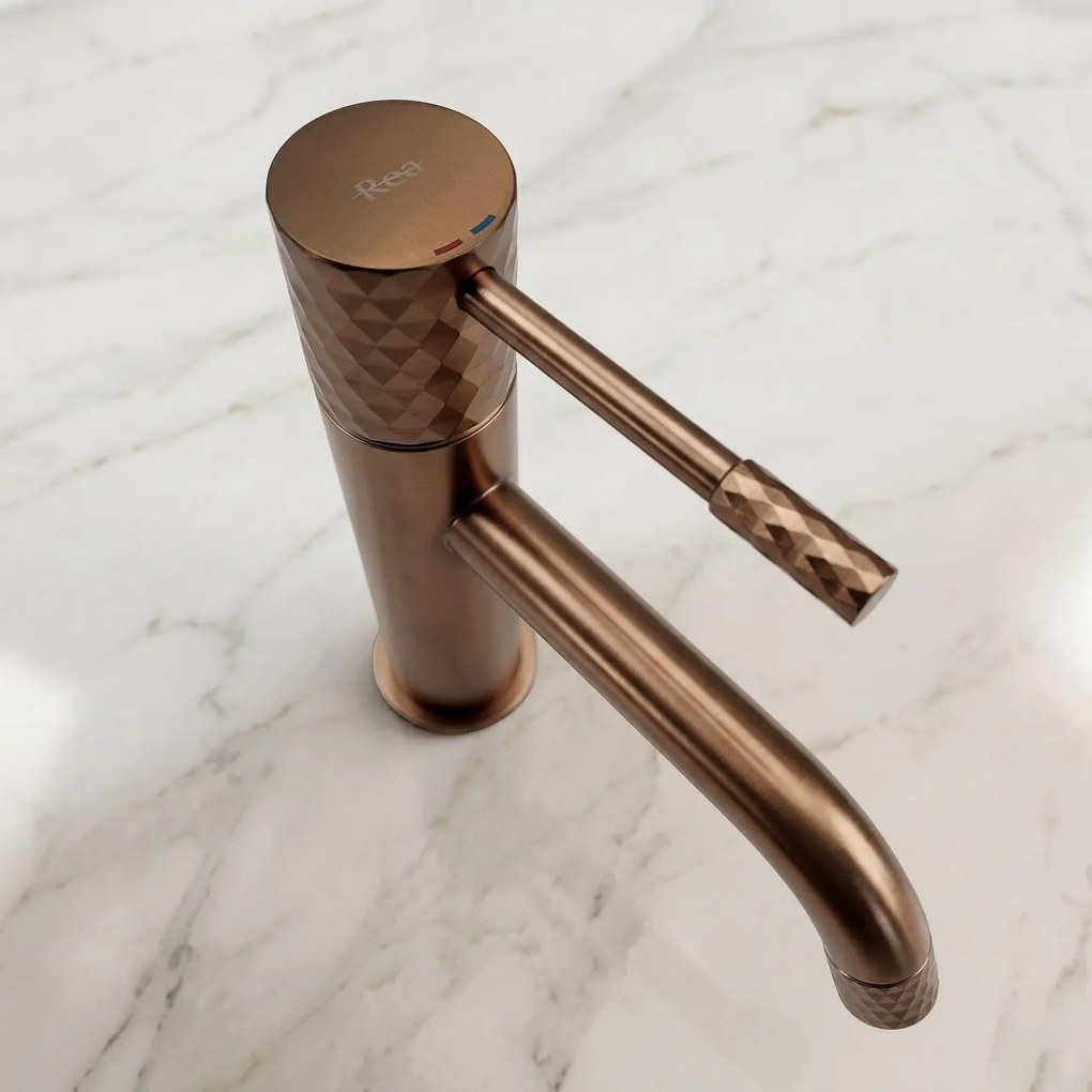 Baterie pentru lavoar Rea Lungo Diamond Brush Copper